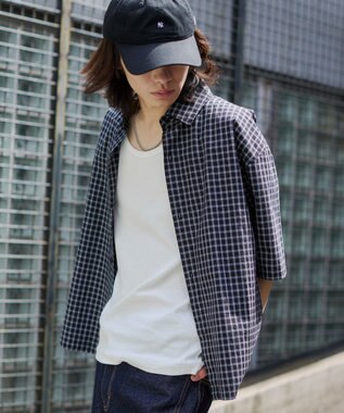 WEGO 【ユニセックス着用ITEM/MLサイズ展開】ミニチェックシャツ（SS） ブラックチェック1