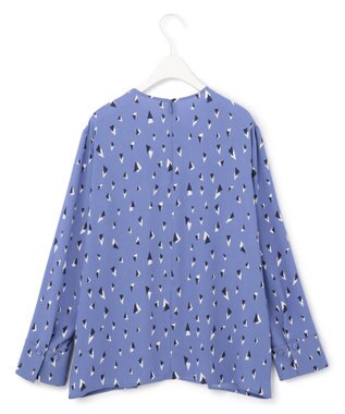 ICB 【UVケア・速乾】Back Satin Amunzen クルーネックブラウス スマルトブルー柄