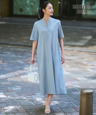 【WEB限定・丈が選べる】ナチュラルストレッチタフタ 5分袖ワンピース