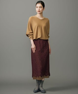 自由区 L 【カタログ掲載】ファインウールカシミヤドルマンシルエット ニット キャメル系