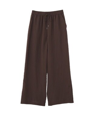 YECCA VECCA 【セットアップ対応】ストライプ柄ワイドパンツ Brown