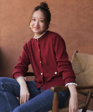 ANY SIS L CICA加工 ニット ジャケット ボルドー