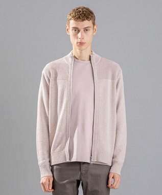 JOSEPH HOMME シルクバルキーハニカム　ジップアップニット ローズ系