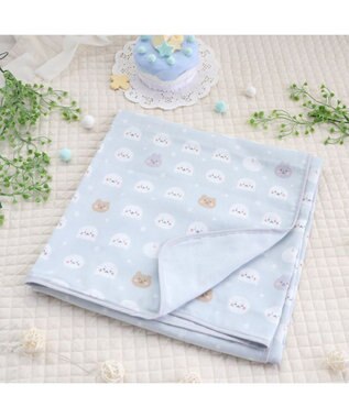 Mother garden しろたん 総柄 おくるみ 四重ガーゼ  ベビーブランケット 100cm×100cm 正方形 グレー