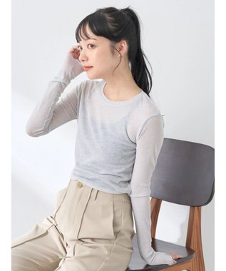 earth music&ecology シアーリブロゴ刺繍プルオーバー Light Gray