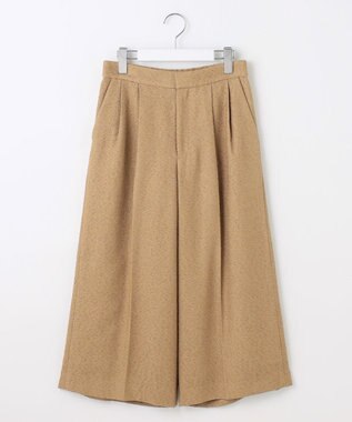 自由区 L 【17号サイズまで展開・SHIHOさん着用】ブライトリングツイード2タッククロップド パンツ ベージュ