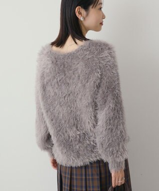 AMERICAN HOLIC Vネックシャギーニットプルオーバー Gray Beige