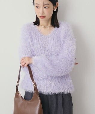 AMERICAN HOLIC Vネックシャギーニットプルオーバー ライラック