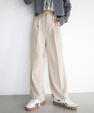 WEGO 【ユニセックス着用ITEM/SMLサイズ展開】バギースラックス ライトベージュ