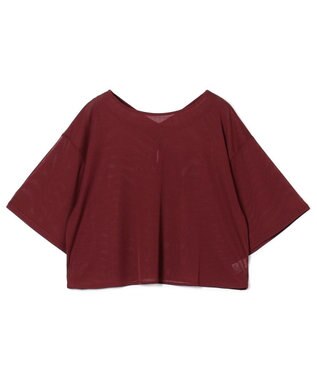 Chacott シアーリブバッククロスTシャツ ワインレッド