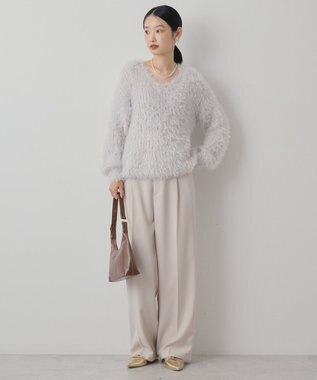 AMERICAN HOLIC Vネックシャギーニットプルオーバー Light Gray