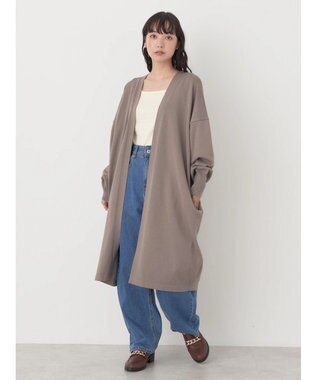 earth music&ecology ニュアンスロングカーディガン Gray Beige