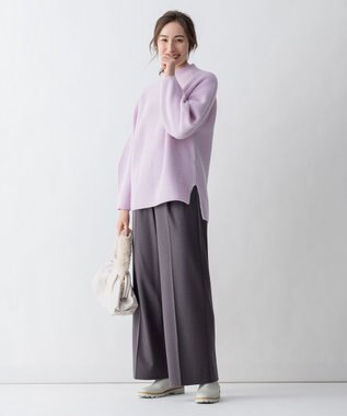 自由区 L 【洗える】ウールカシミヤ ハイネックニット (検索番号:JL27) ピンク系