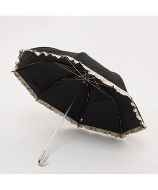 UNBILLION カシュネ cachenez / 【晴雨兼用】【日傘】UV カット率99％以上 PUバイカラーフリルトップレス折りたたみ傘 ブラック