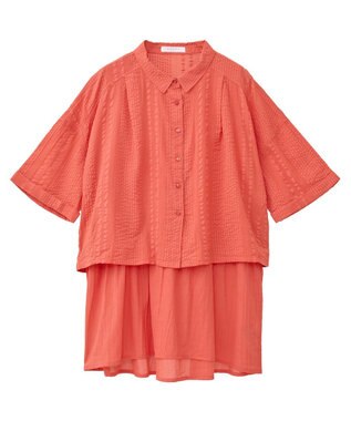 Green Parks Ｉ　ＳＥＴ２点　ギャザーシャツ＋布帛インナー Red