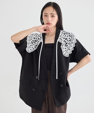 earth music&ecology レースつけ襟 Off White