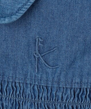 組曲 KIDS 【110-140㎝】 フラワーボタンデニムワンピース ネイビー