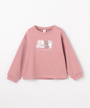 ANY KIDS なかよしサガラ刺繍 裏シャギー トレーナー ピンク×ウサギ
