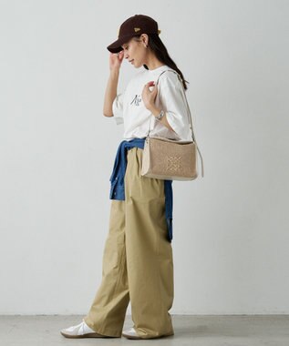 russet ナイロンラフィアショルダーバッグ(CE-1713) Ivory