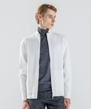 JOSEPH HOMME 【新柄】 ヴィスコースリンクス　ハイネックジップアップカーディガン ホワイト系