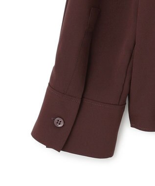 ICB 【接触冷感・UVケア・速乾・洗える】BackSatinAmunzen バンドカラーブラウス バーガンディ系［WEB限定］