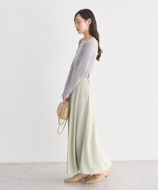 earth music&ecology 【予約】レーストリムリブニットプルオーバー グレー