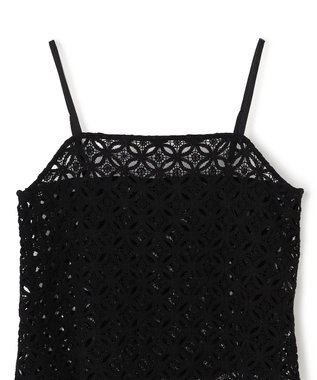 UNFILO L 【2点セット】ラッセルレース キャミレイヤード Tシャツ ブラック