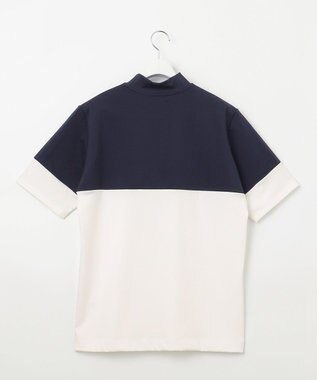 23区GOLF 【MEN】【UVケア】バイカラー 半袖モックネックシャツ ネイビー系
