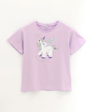 ANY KIDS ミラクルスパンコール 半袖 Tシャツ ラベンダー×ユニコーン