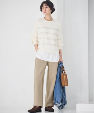 23区 【WEB&一部店舗限定/滝沢眞規子さん着用】ビジューボーダー ニット ホワイト系