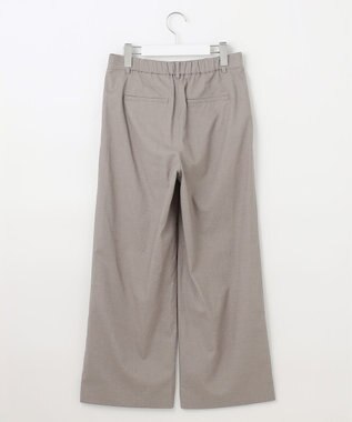 J.PRESS LADIES L 【洗える】麻ポリエステルストレッチ ワイド パンツ モカシャンブレー系