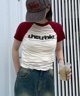 WEGO シャーリングラグラントップス ワイン