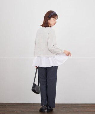 Tiaclasse L 日本製エアシルキーワイドパンツ チャコールグレー