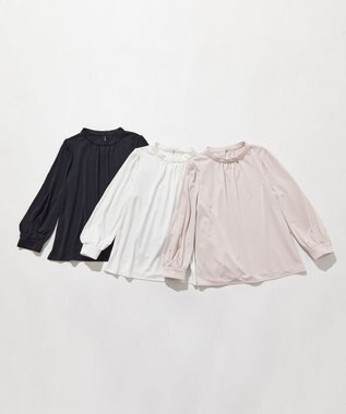 ANY SIS S 【UVケア】イージーケアスタンドネック ブラウス オフ