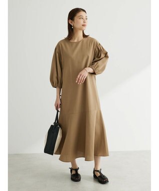 Green Parks 綿麻混マーメイドワンピース Dark Beige