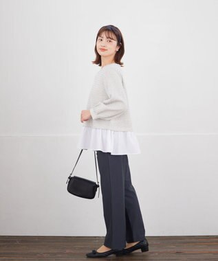 Tiaclasse L 日本製エアシルキーワイドパンツ チャコールグレー