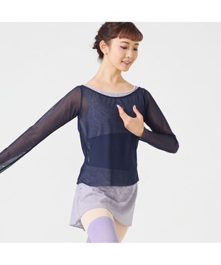 Chacott チュールトップ ネイビー