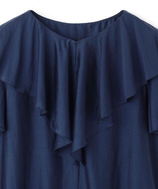 UNFILO ライトシアー ラッフルブラウス ダークブルー