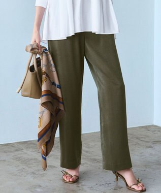 【見上愛さん着用/Oggi10月号掲載/洗える】スエーディーサテン ワイド パンツ