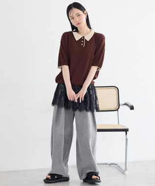 earth music&ecology タックバルーンデニム Black