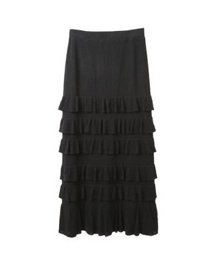 YECCA VECCA ティアードフリルラメニットスカート Black