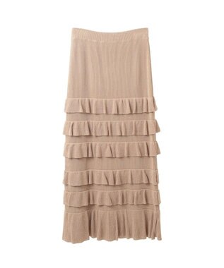 YECCA VECCA ティアードフリルラメニットスカート Beige