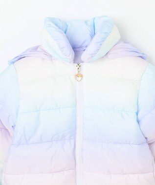 ANY KIDS 【フード取り外し/洗濯機可能】中綿フリル リボンコート レインボー