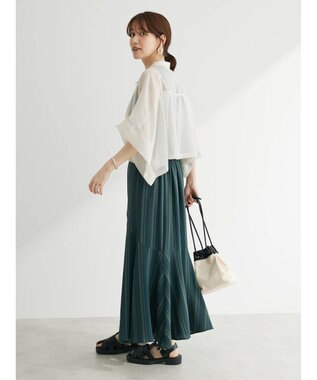 Green Parks ・ＥＬＥＮＣＡＲＥ　ＤＵＥ　ラメシフォンショートシャツ Ivory