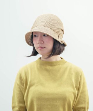 AND WOOL 〈UVカット加工〉〈軽くて折りたためる〉サイドタックの帽子 ベージュ