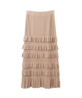 YECCA VECCA ティアードフリルラメニットスカート Beige