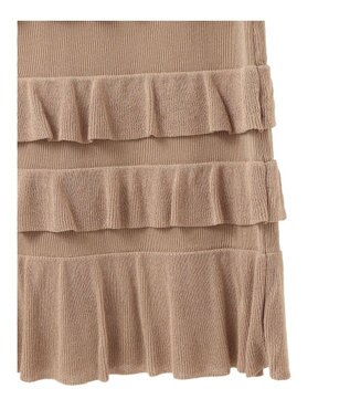 YECCA VECCA ティアードフリルラメニットスカート Beige