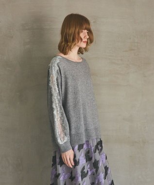 GRACE CONTINENTAL レーススリーブトップ グレー