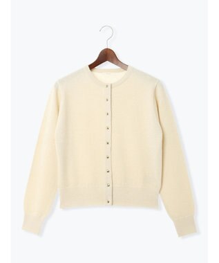 Te chichi メタルスクエア釦クルーネックカーディガン ゴールド