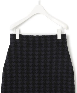 ICB 【洗える】ハウンドトゥースパターン ニットスカート ネイビー系